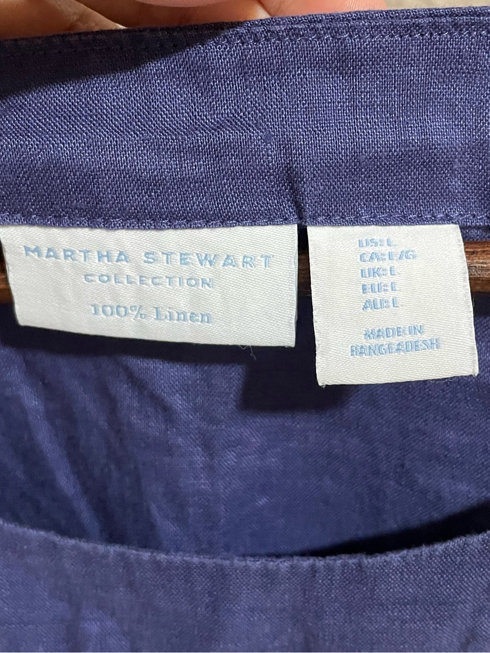 Martha Stewart Indigo Scoop Neck Linen Blouse - Picture 3 of 5